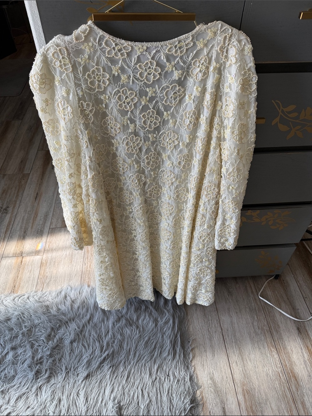 Silhouette Cream Lace Beaded Evening Jacket - Picture 3 of 6